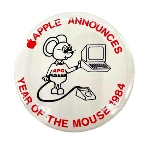 RARE FIND! Vintage "Apple Announces Year of the Mouse 1984" Employee Pin Badge